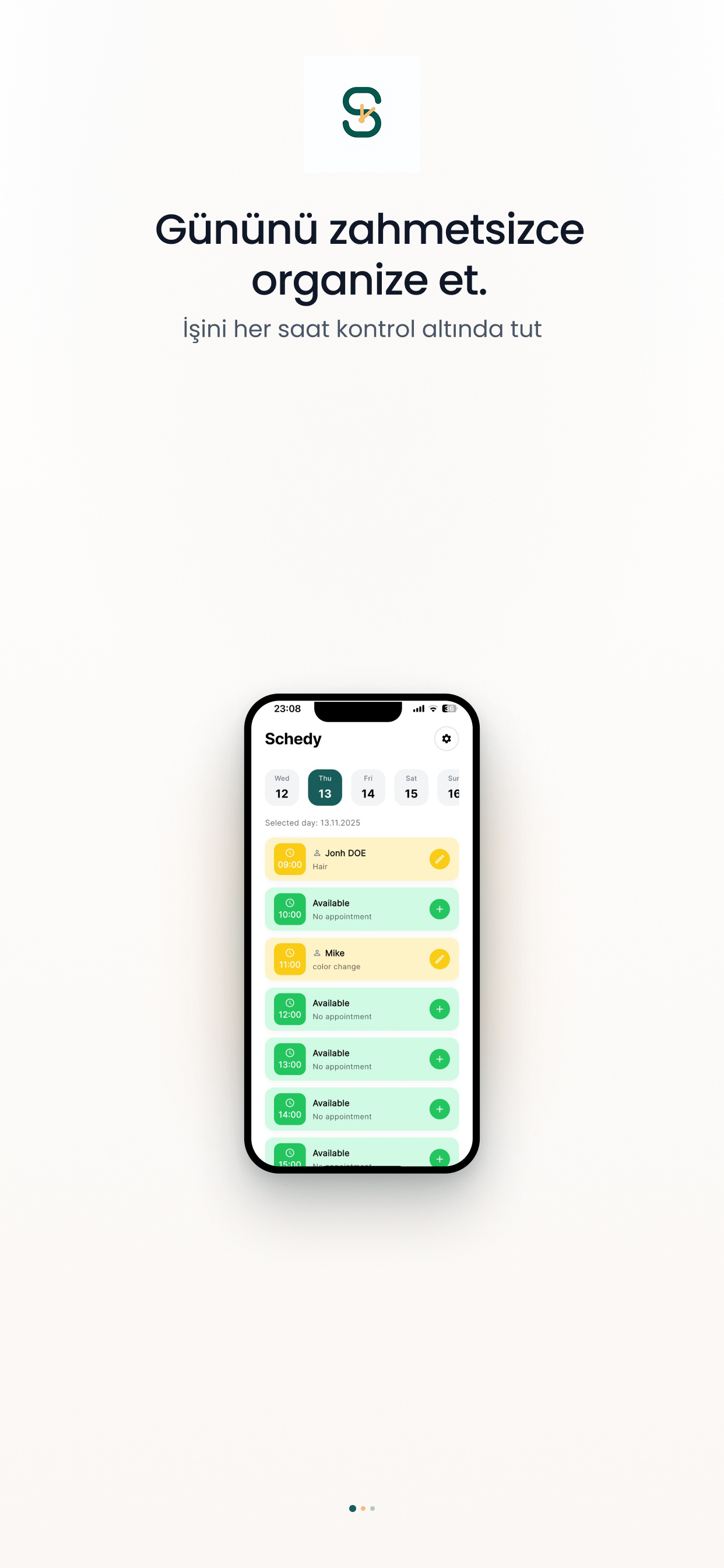 Schedy app main screen